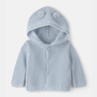 Baby Boy Bear Ears Hooded Sweater - Blue