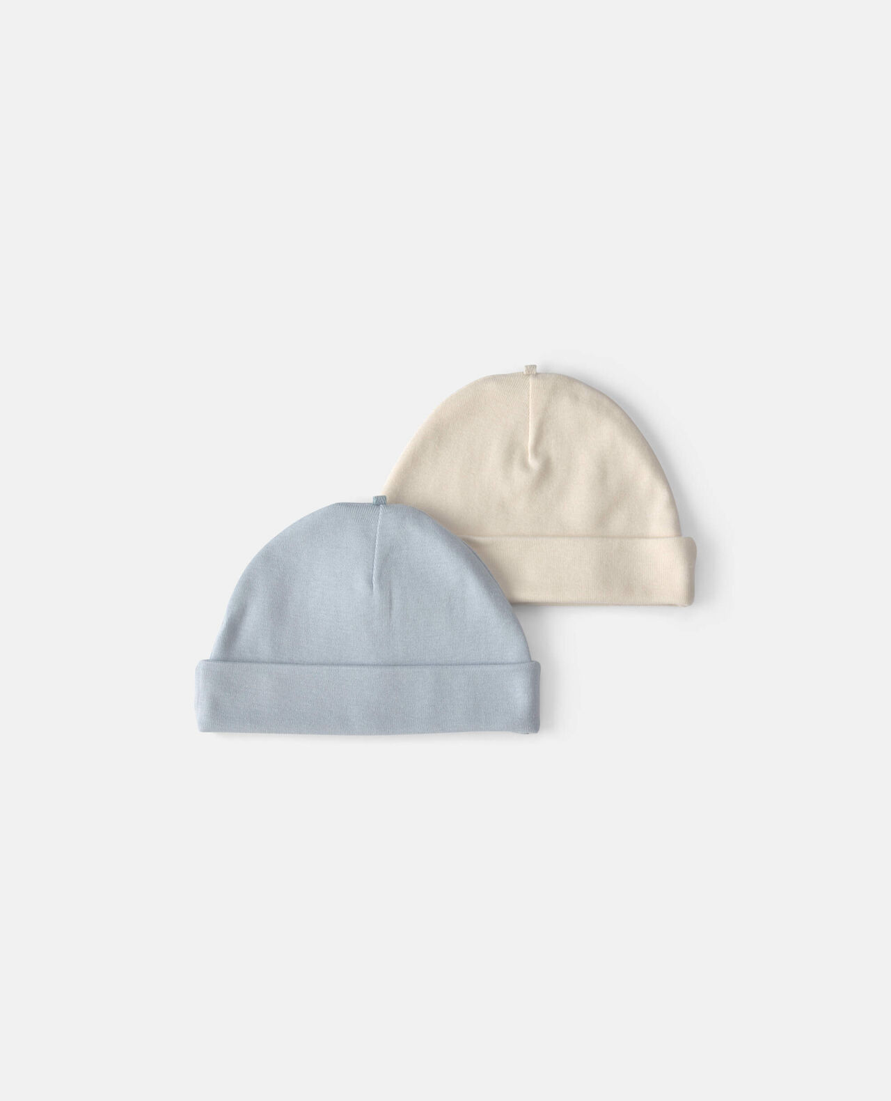 Baby 2-Pack Caps - Blue/Ivory - Image 2