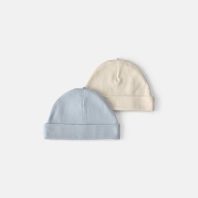 Baby 2-Pack Caps - Blue/Ivory
