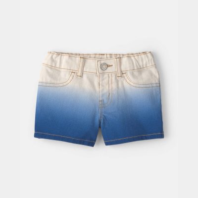 Baby Girl Ombre Twill Shorts - Blue/Ivory