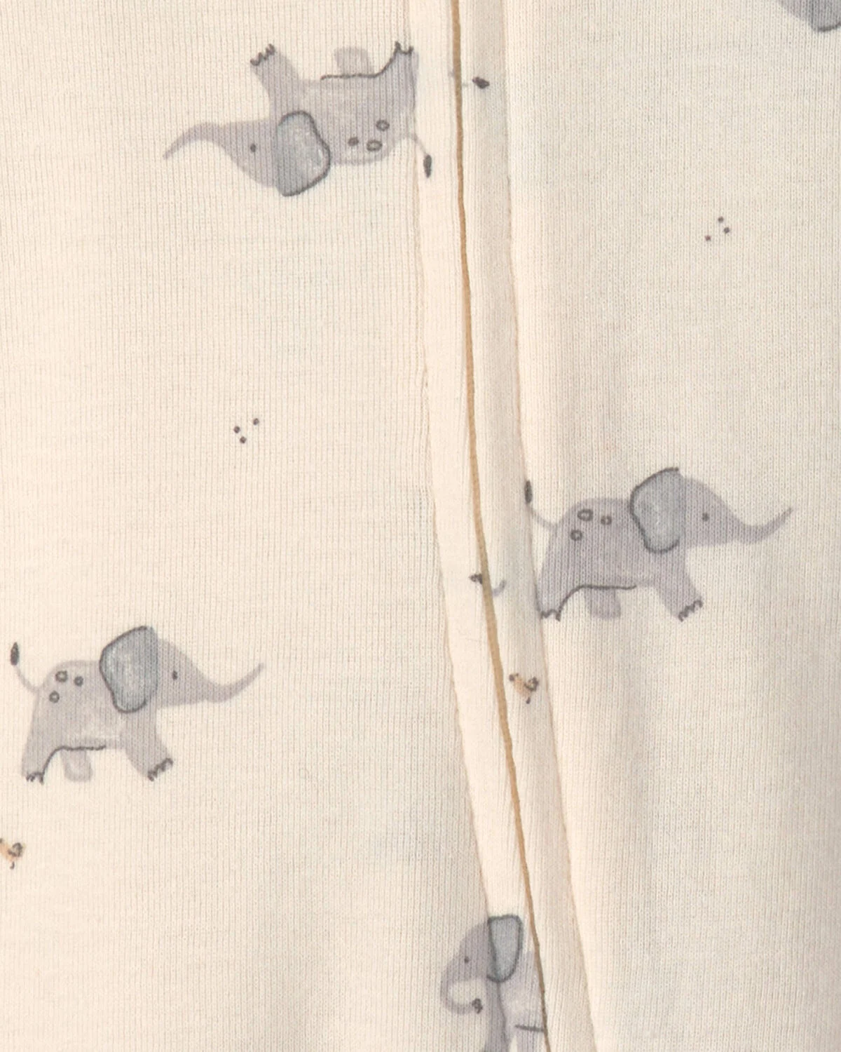Baby 2-Pack Elephant Striped 100% Cotton 2-Way Zip Sleep & Play Pajamas - Ivory/Grey - Image 3