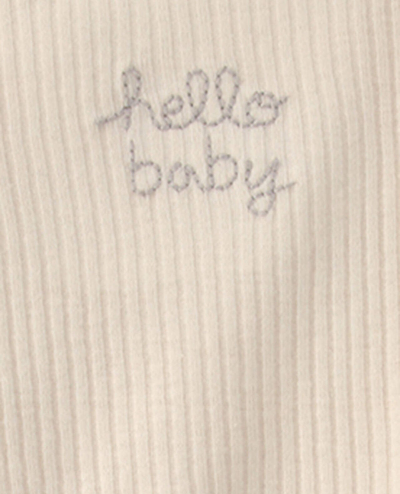 Baby Hello Baby' Cotton Sleep & Play Pajamas - Ivory - Image 4