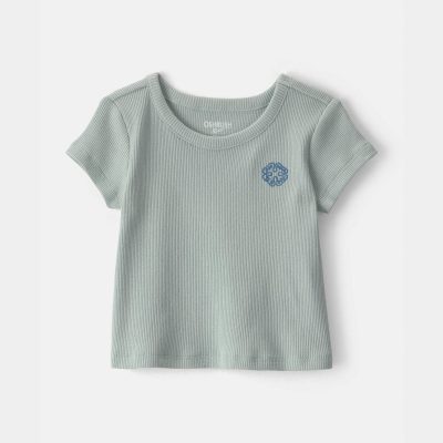 Baby Girl OshKosh Logo Ribbed Top - Green