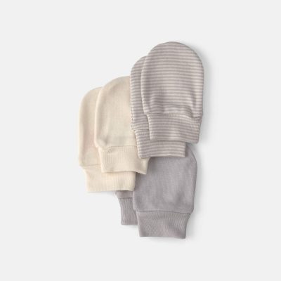 Baby 3-Pack Mitts - Grey/Ivory
