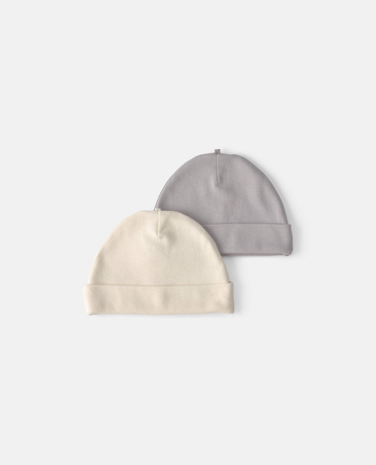 Baby 2-Pack Caps - Grey/Ivory - Image 2