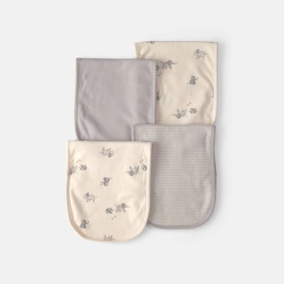 Baby 4-Pack Elephant Burp Cloths