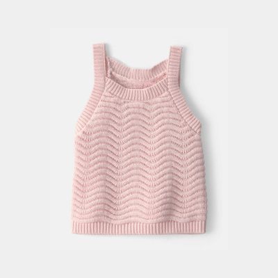 Baby Girl Sweater Knit Tank Top - Pink