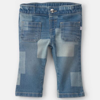 Baby Girl Patchwork Straight-Leg Jeans - Medium Wash
