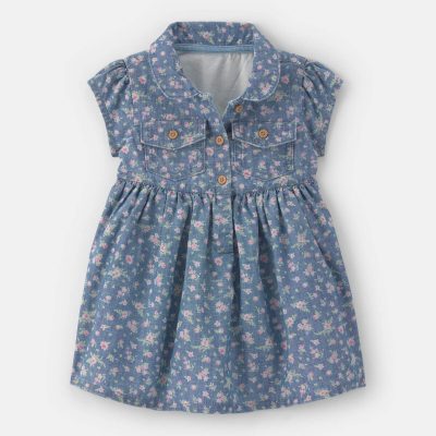 Baby Girl Floral Chambray Dress