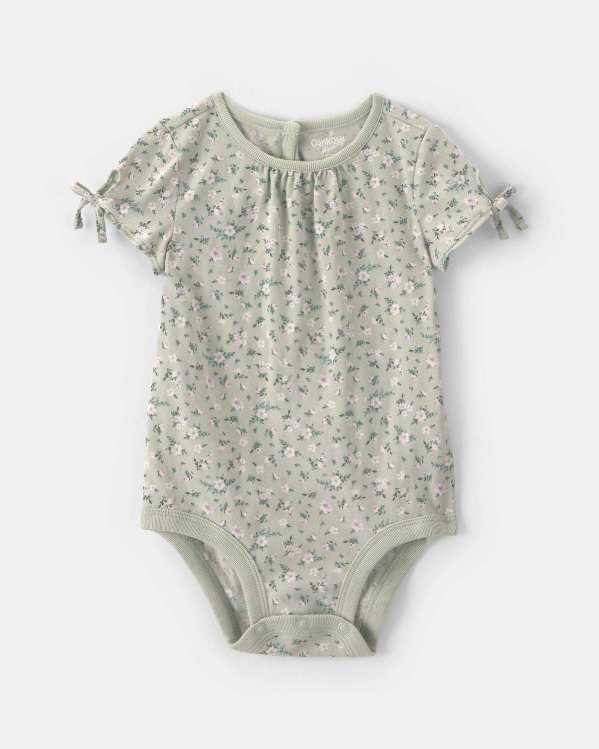 Baby Girl Floral Short-Sleeve Bodysuit - Green