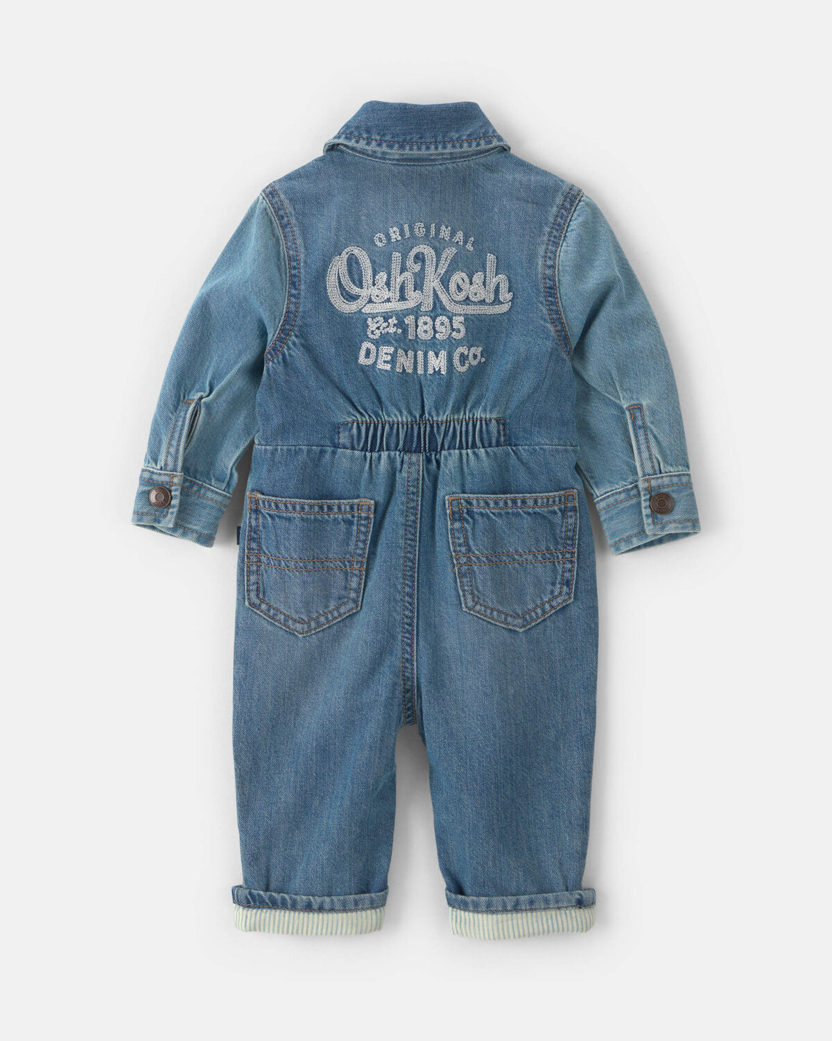 Baby OshKosh Logo Long-Sleeve Denim Jumpsuit - Medium Wash