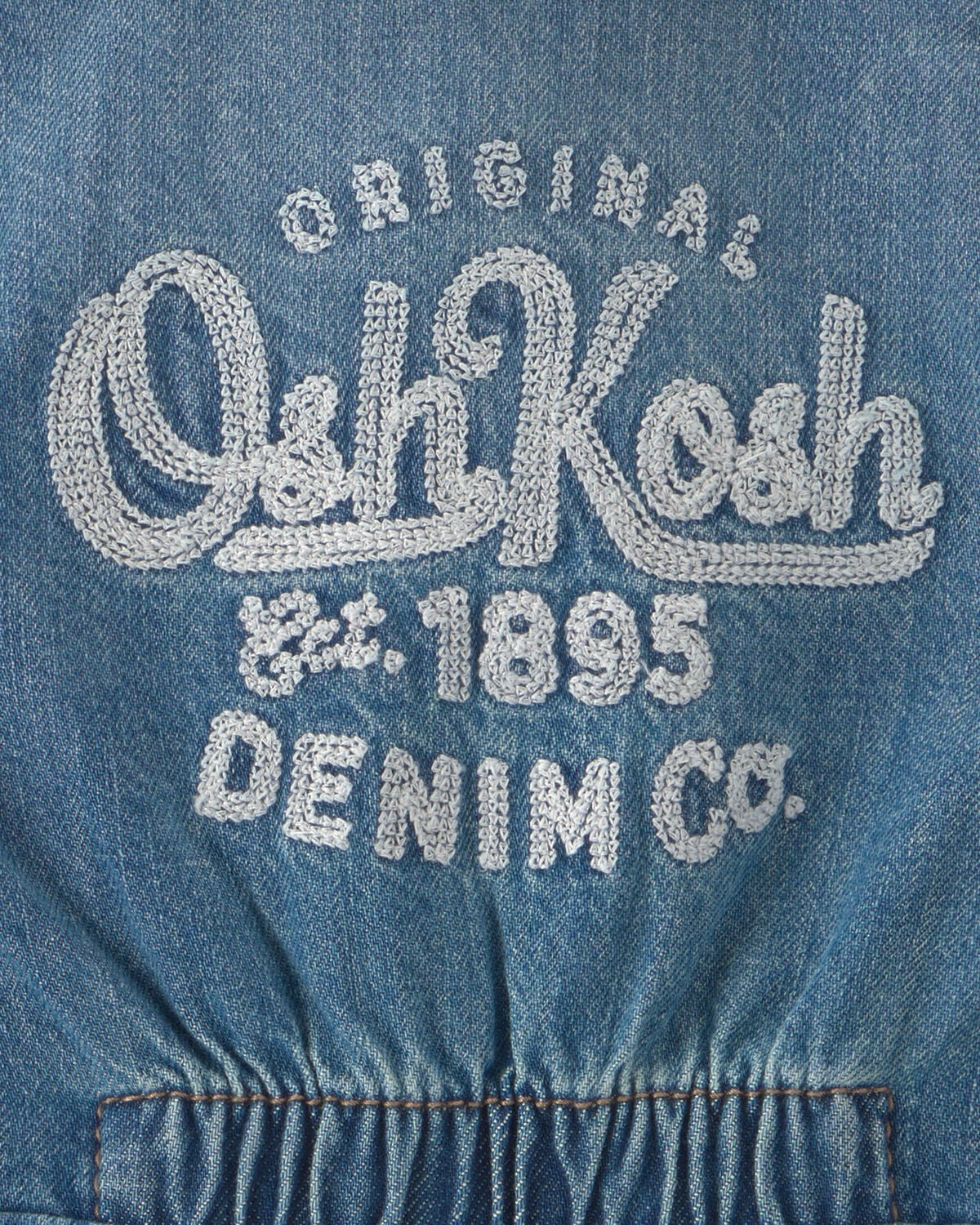 Baby OshKosh Logo Long-Sleeve Denim Jumpsuit - Medium Wash - Image 4