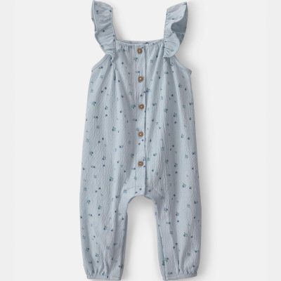 Baby Girl Blueberry Jumpsuit - Blue