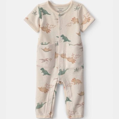 Baby Boy Dinosaur Jumpsuit - Ivory