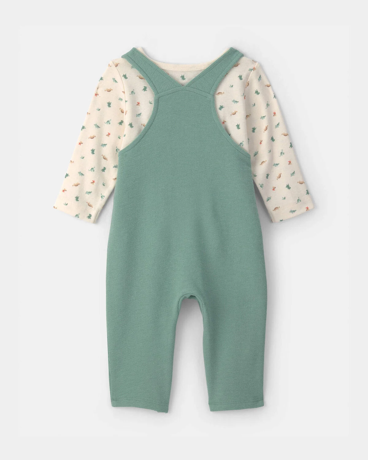 Baby 2-Piece Dinosaur Overall Set - Green/Ivory - Image 2