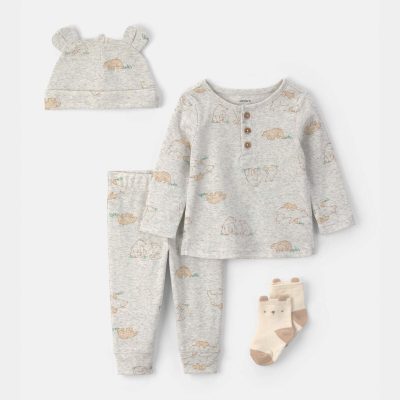 Baby 4-Piece Bear Layering Set - Grey