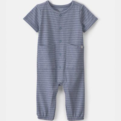 Baby Boy Striped Jumpsuit - Blue