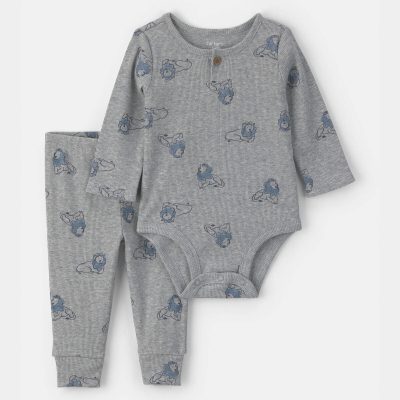 Baby Boy 2-Piece Lion Top & Pant Set - Grey