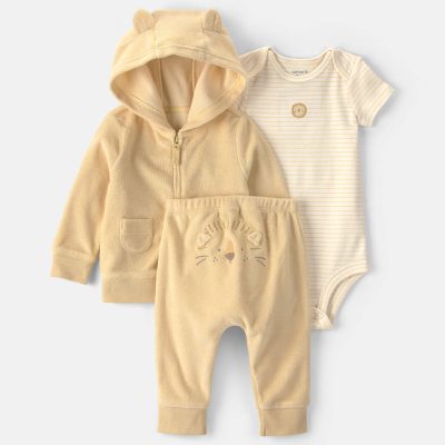 Baby 3-Piece Lion Terry Layering Set - Yellow
