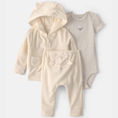 Baby 3-Piece Sheep Terry Layering Set - Ivory