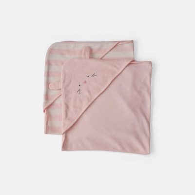 Baby Girl 2-Pack Bunny Terry Towels - Pink