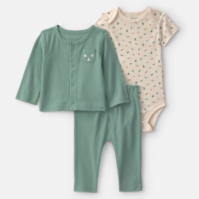 Baby Boy 3-Piece Dinosaur Layering Set - Green