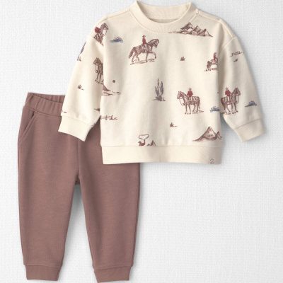 Baby 2-Piece Organic Cotton French Terry Pullover & Pant Set in Western Rodeo