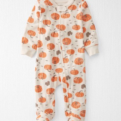 Baby Organic Cotton Sleep & Play Pajamas in Harvest Pumpkins