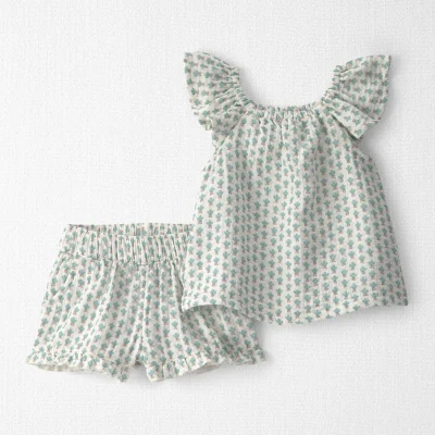 Baby Girl 2-Piece Organic Cotton Gauze Top & Short Set in Floral