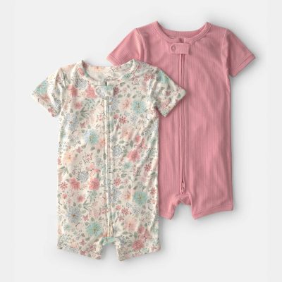 Baby Girl 2-Pack PurelySoft™ Butterfly Garden 1-Piece Pajamas