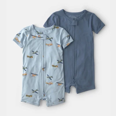 Baby Boy 2-Pack PurelySoft™ Vintage Plane Rompers - Blue