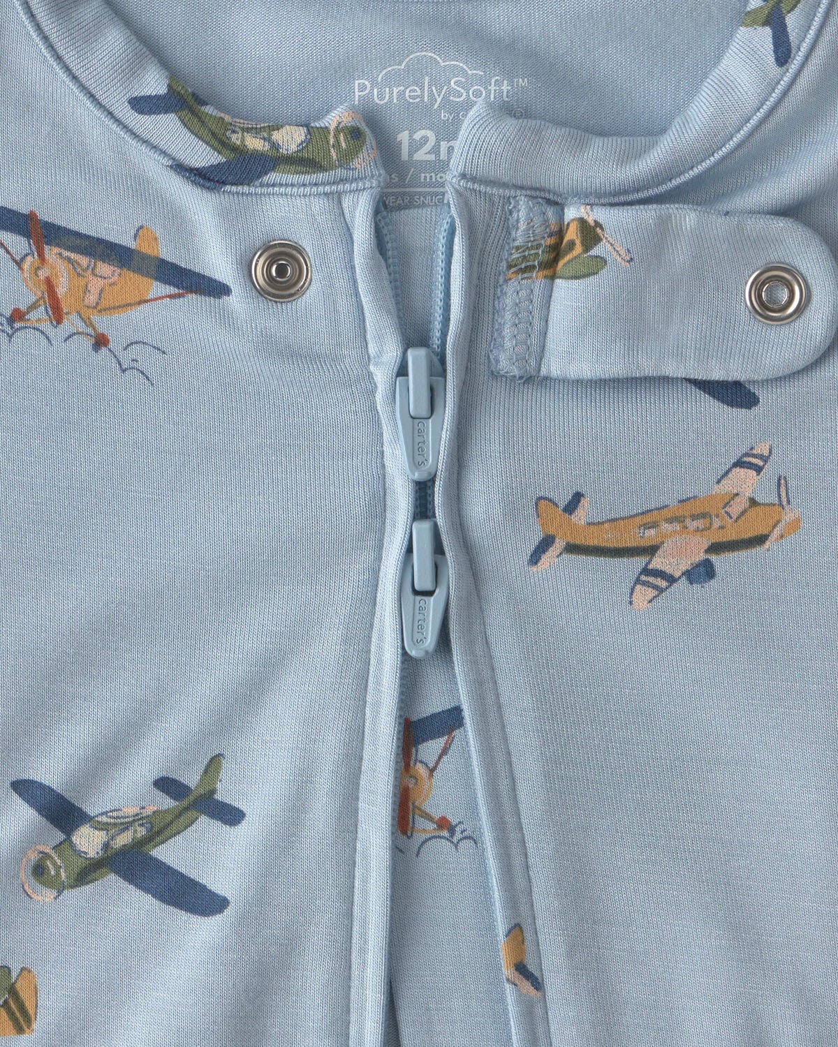 Baby Boy 2-Pack PurelySoft™ Vintage Plane Rompers - Blue - Image 2