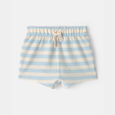 Baby Stripe Drawstring Shorts - Blue/Ivory