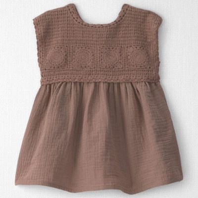 Baby Girl Organic Cotton Gauze Crochet Dress