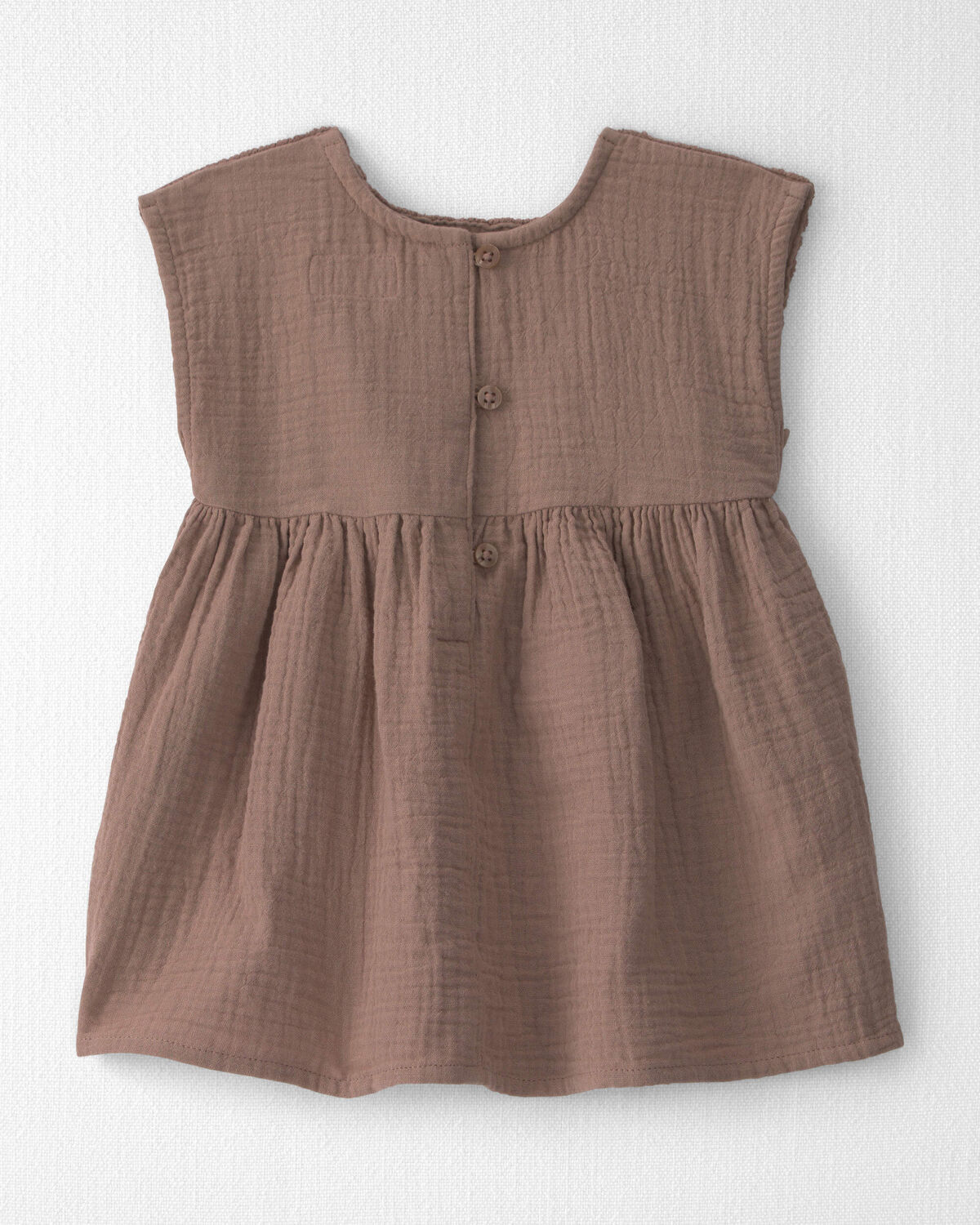 Baby Girl Organic Cotton Gauze Crochet Dress - Image 2