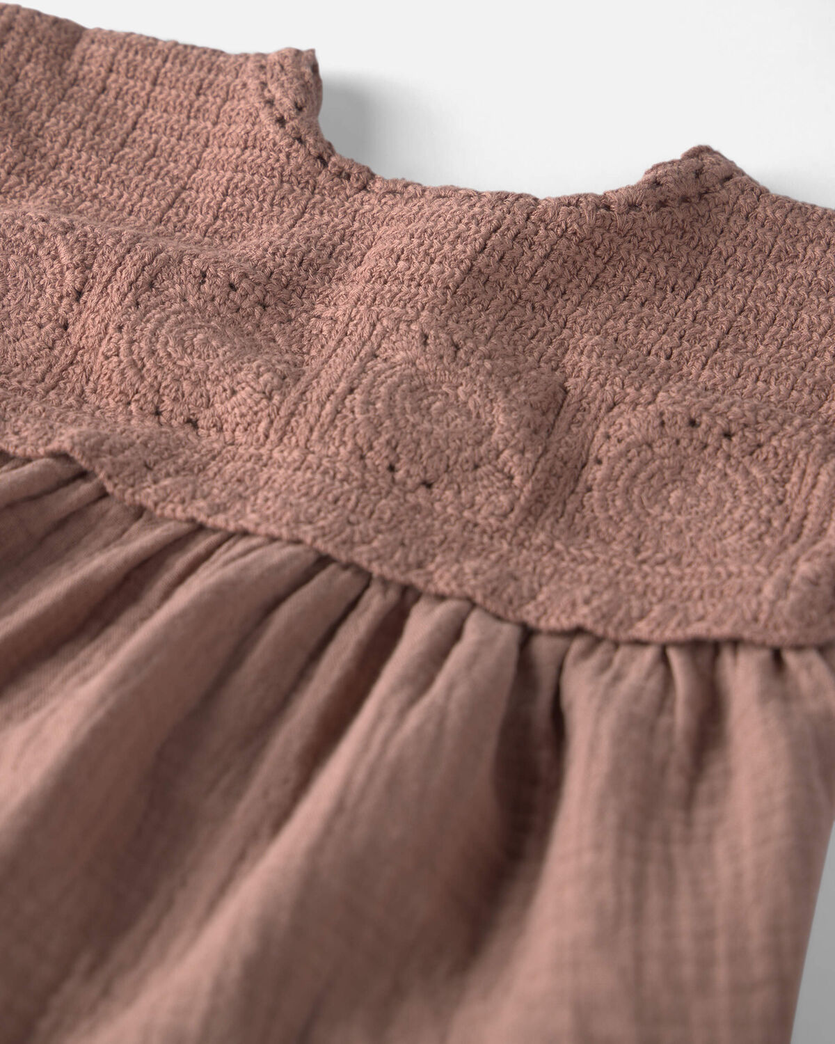 Baby Girl Organic Cotton Gauze Crochet Dress - Image 4