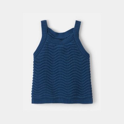 Baby Girl Sweater Knit Tank Top - Navy