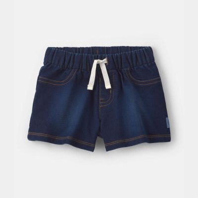 Baby Girl French Terry Knit Shorts - Dark Wash