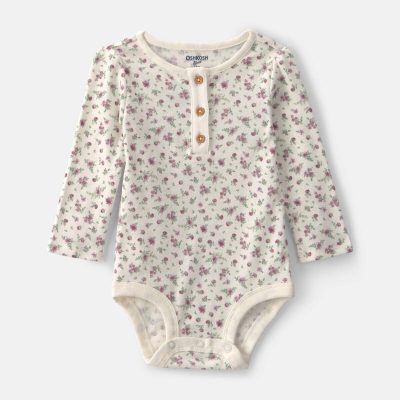 Baby Girl Floral Long-Sleeve Bodysuit - Ivory