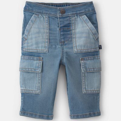 Baby Boy Straight-Leg Cargo Jeans - Medium Wash