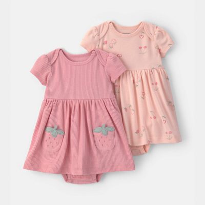 Baby Girl 2-Pack Strawberry Short-Sleeve Dresses - Pink