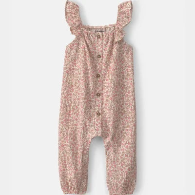 Baby Girl Floral Jumpsuit - Pink