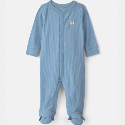 Baby Boy Dog Cotton Snap Sleep & Play Pajamas - Blue
