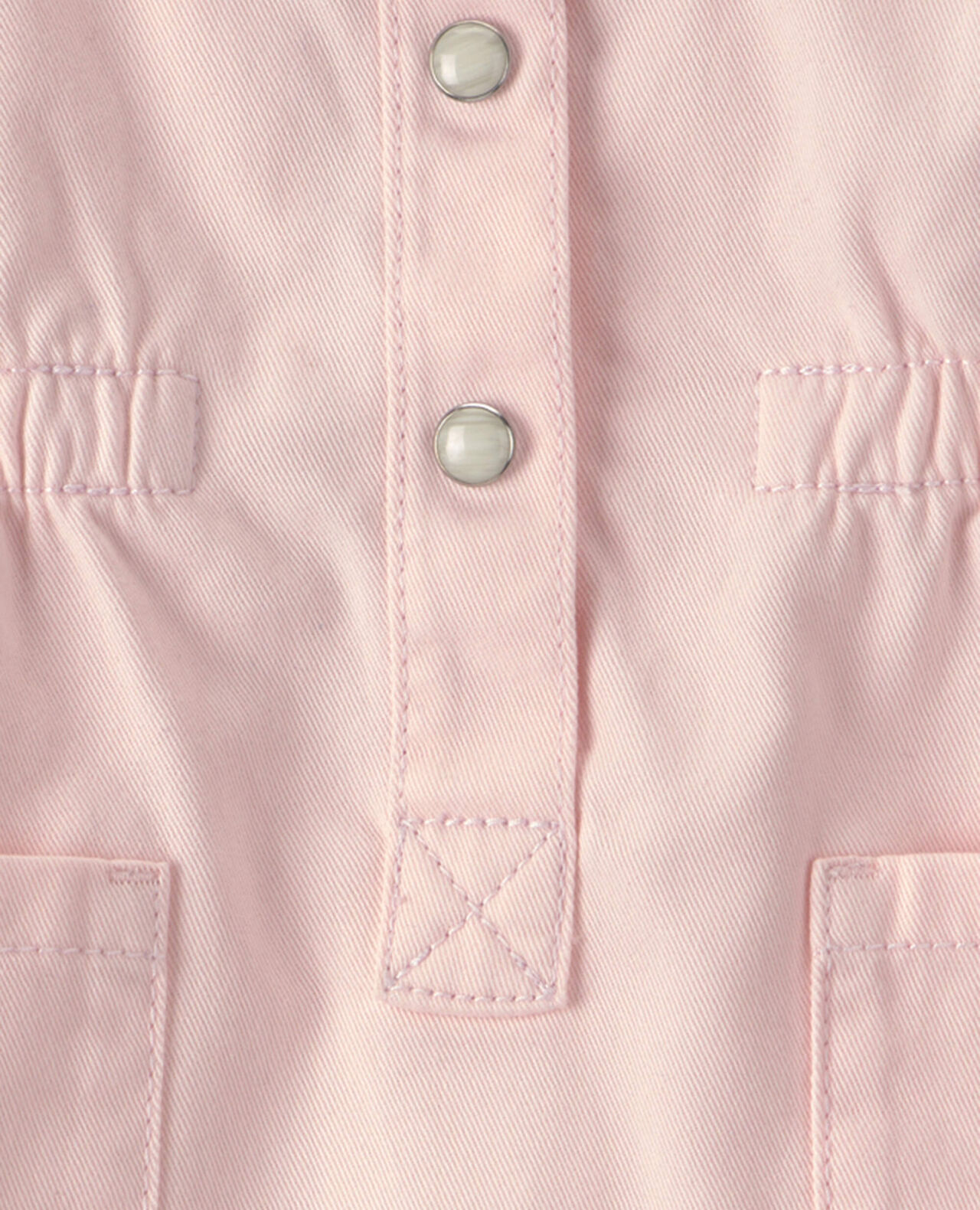 Baby Girl Twill Button-Up Utility Dress - Pink - Image 5