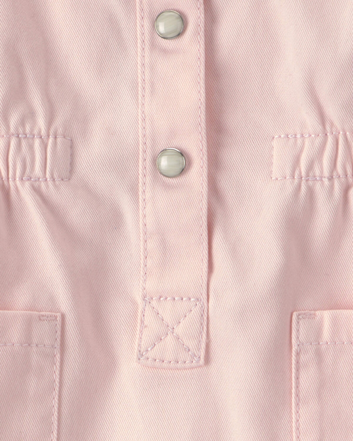 Baby Girl Twill Button-Up Utility Dress - Pink - Image 4
