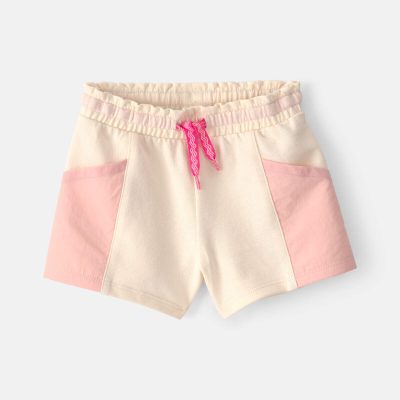Baby Girl French Terry Shorts - Pink/Ivory