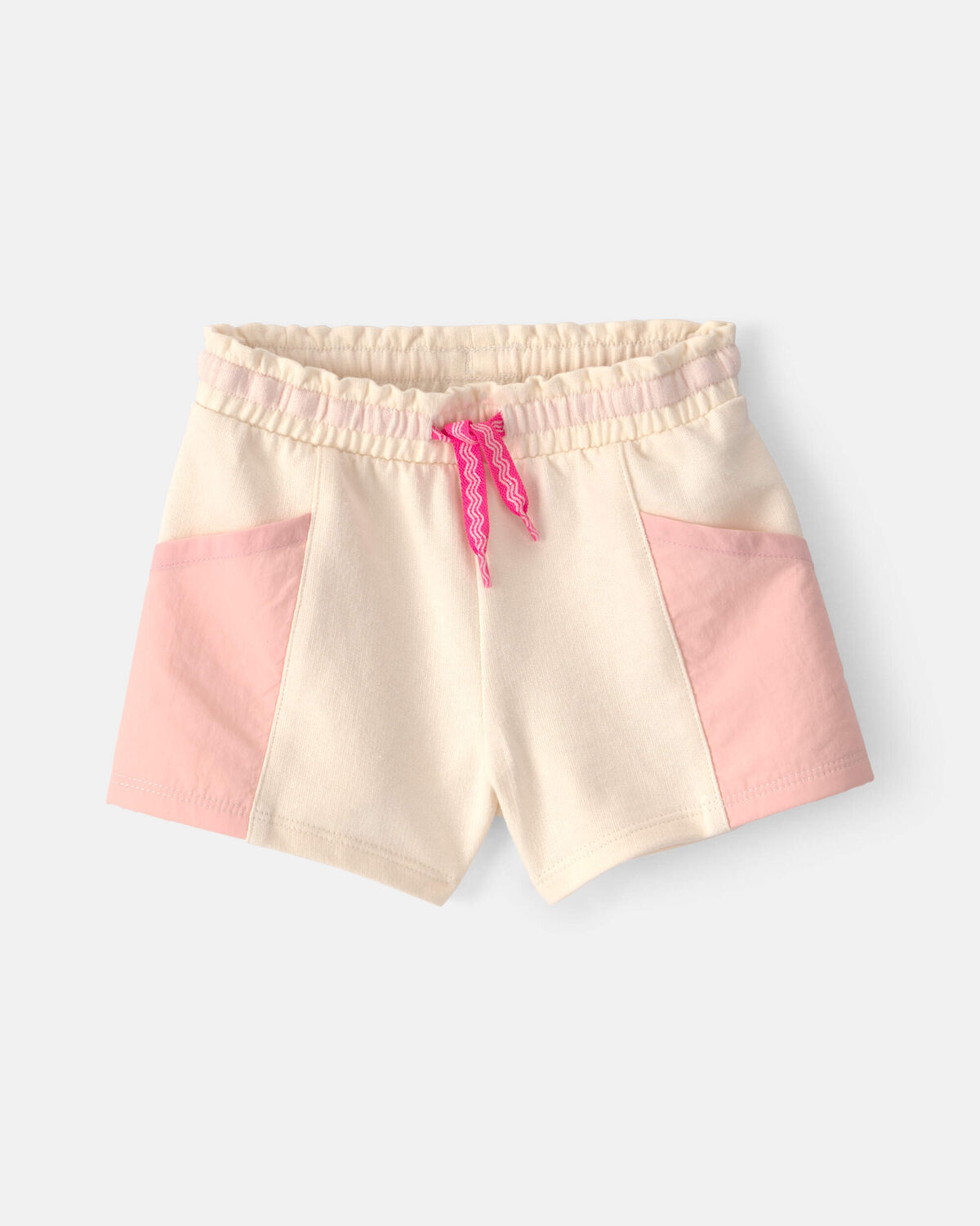 Baby Girl French Terry Shorts - Pink/Ivory