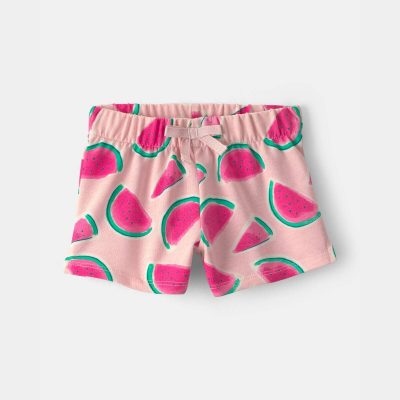 Baby Girl Watermelon French Terry Shorts - Pink