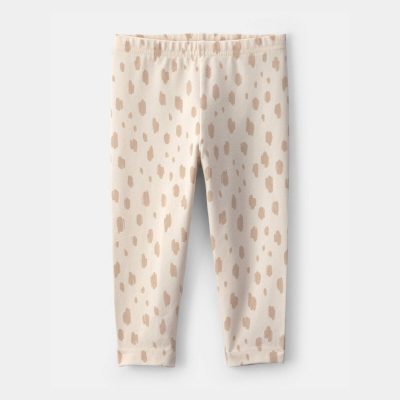 Baby Girl Dots Pull-On Stretch Leggings - Cream