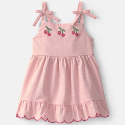 Baby Girl Cherry Short-Sleeve Dress - Pink